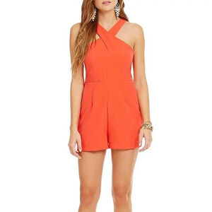 Gianni Bini Cross Halter Neck Romper Orange Size S NWT